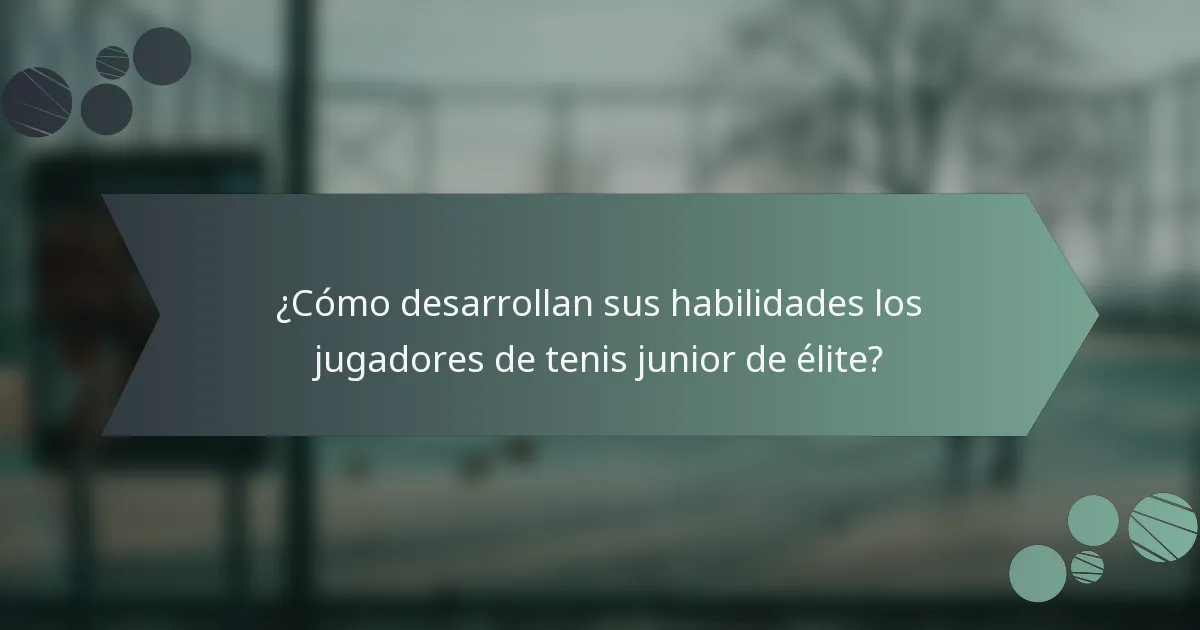 ¿Cómo desarrollan sus habilidades los jugadores de tenis junior de élite?