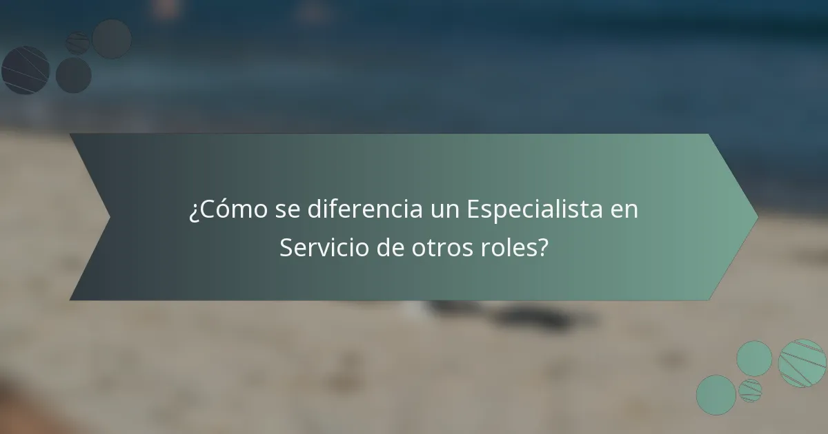 ¿Cómo se diferencia un Especialista en Servicio de otros roles?